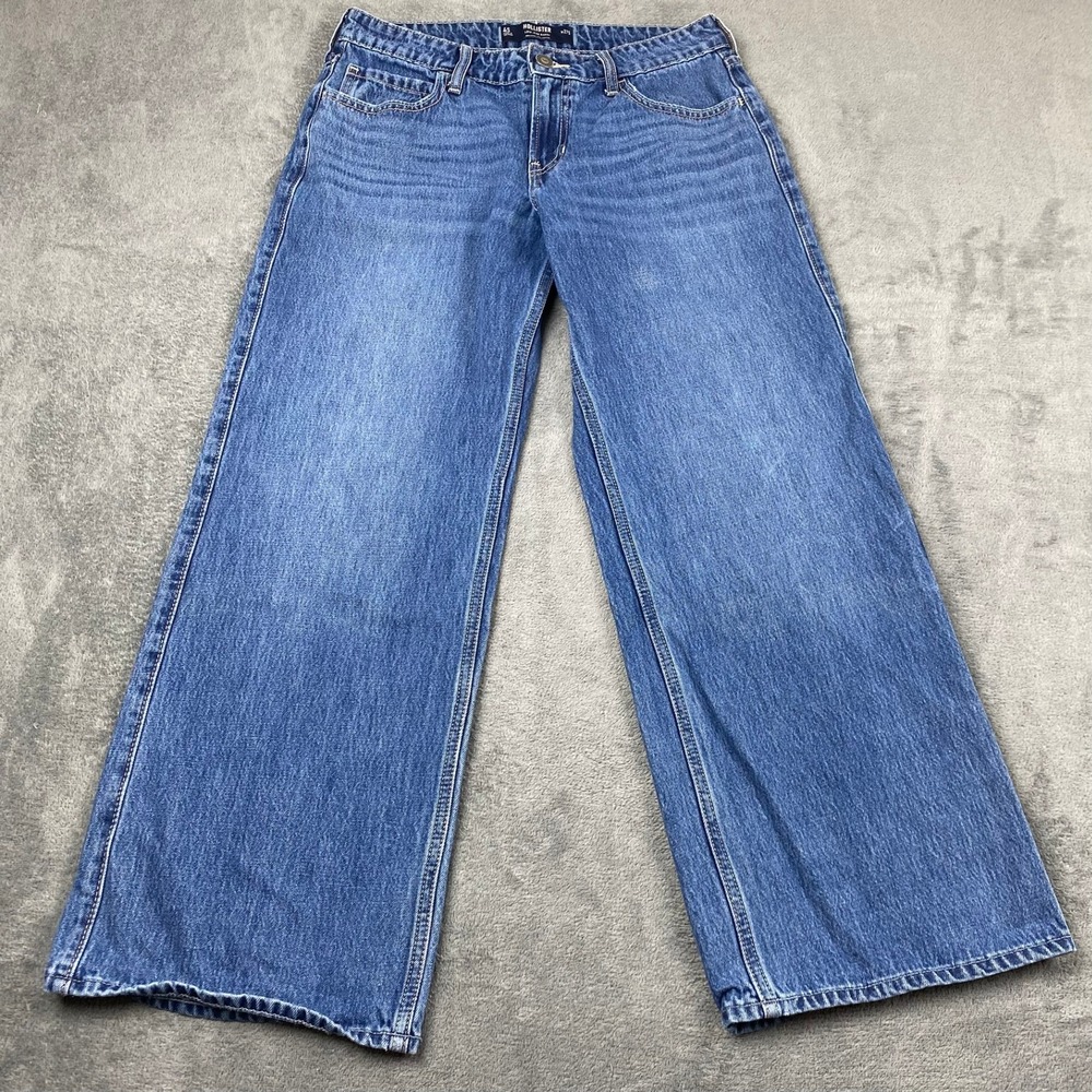 Hollister Women 4S 30x28 Low-Rise Baggy Jeans Blue Medium Wash 100% Cotton W27S
